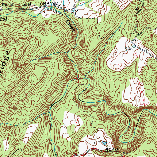 Topographic Map of Mill Creek, TN