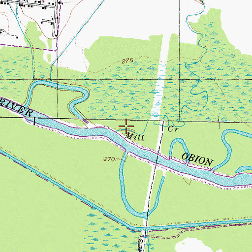Topographic Map of Mill Creek, TN