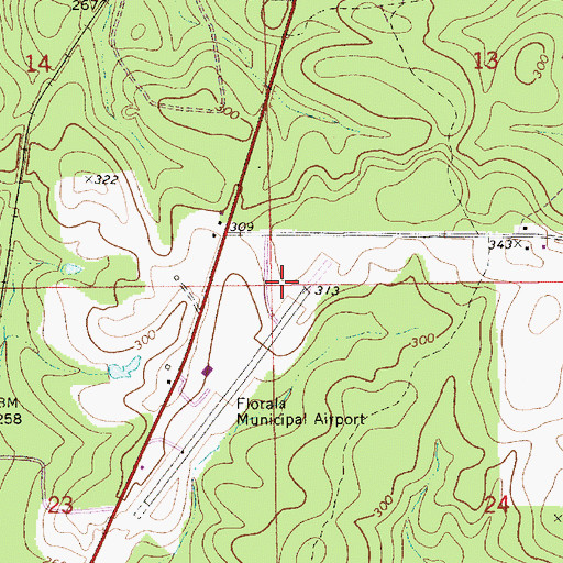 Topographic Map of Florala Municipal Airport, AL