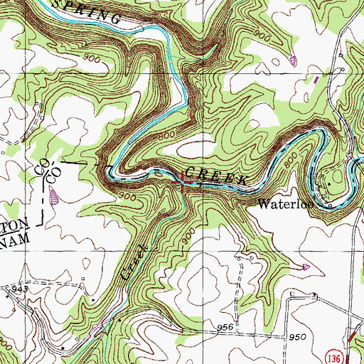 Topographic Map of Mill Creek, TN