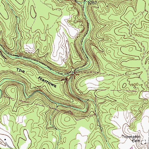 Topographic Map of Mill Creek, TN