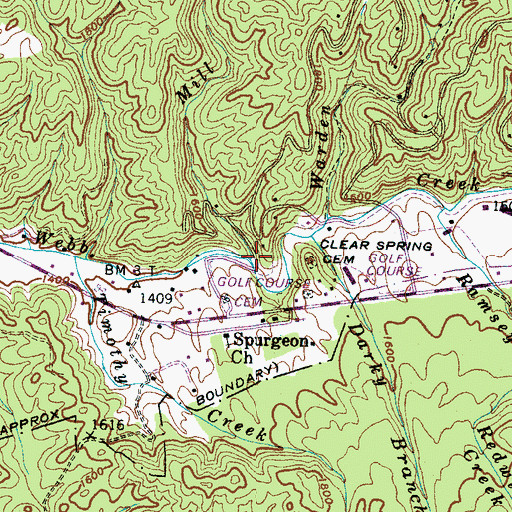 Topographic Map of Mill Dam Branch, TN