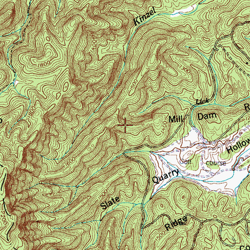 Topographic Map of Mill Dam Ridge, TN
