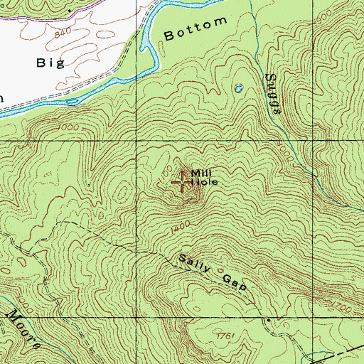 Topographic Map of Mill Hole, TN