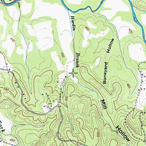Topographic Map of Mill Hollow, TN