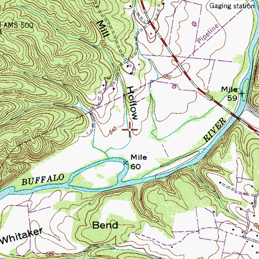 Topographic Map of Mill Hollow, TN
