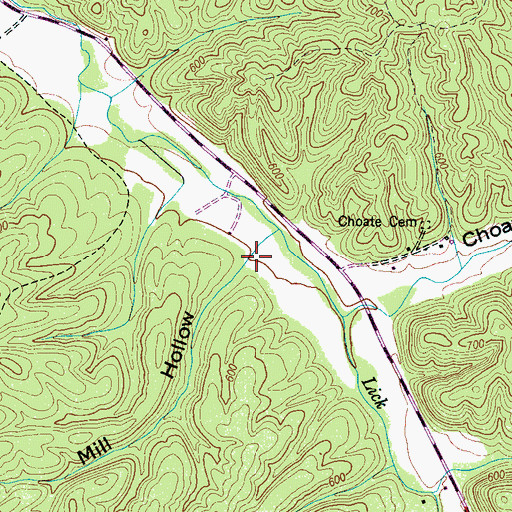 Topographic Map of Mill Hollow, TN
