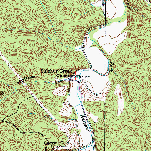 Topographic Map of Mill Hollow, TN
