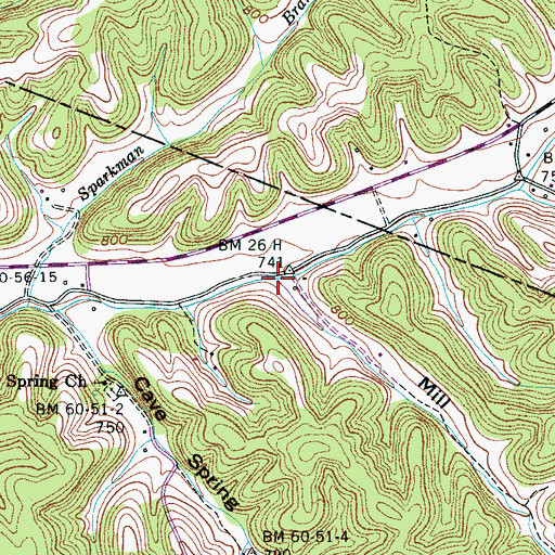 Topographic Map of Mill Hollow, TN