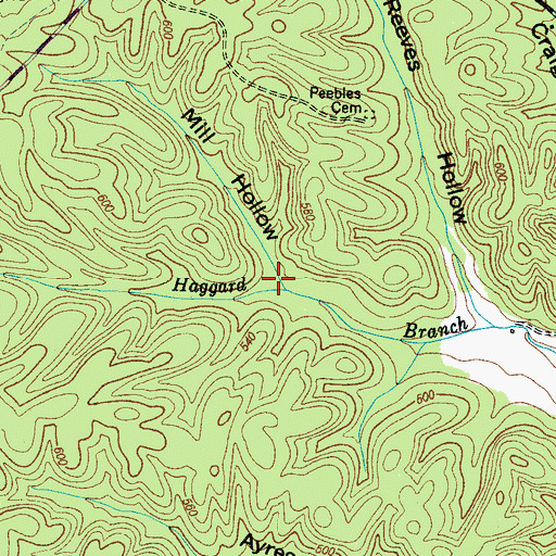Topographic Map of Mill Hollow, TN