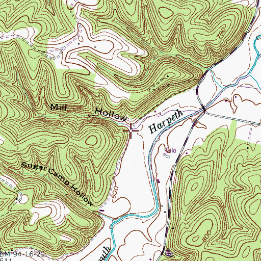 Topographic Map of Mill Hollow, TN