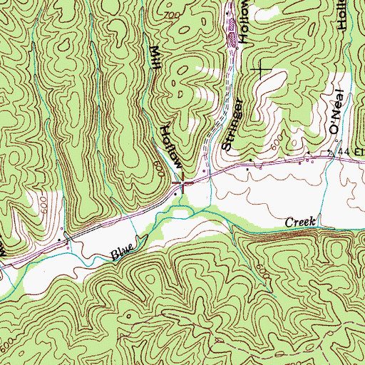 Topographic Map of Mill Hollow, TN