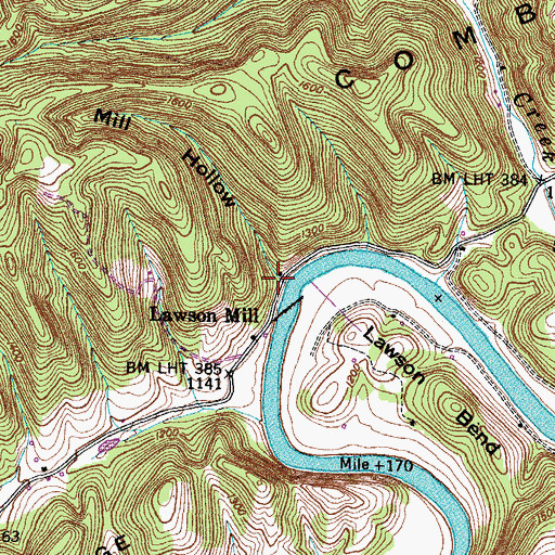 Topographic Map of Mill Hollow, TN
