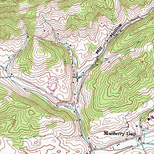 Topographic Map of Mill Hollow, TN