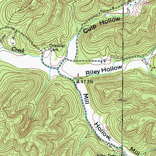 Topographic Map of Mill Hollow, TN