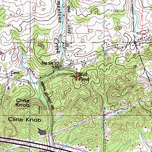 Topographic Map of Mill Pond, TN