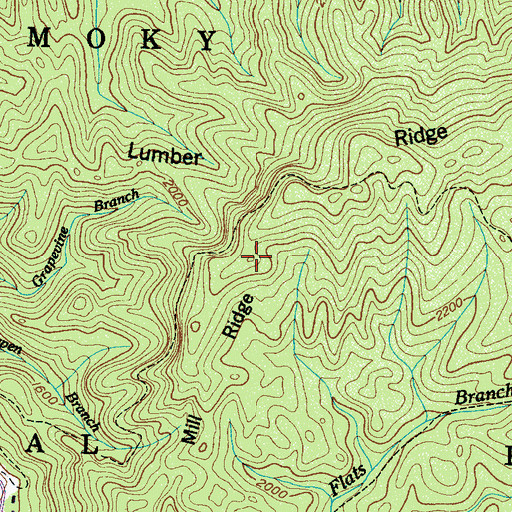 Topographic Map of Mill Ridge, TN