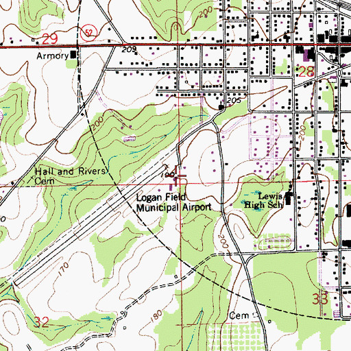 Topographic Map of Logan Field, AL
