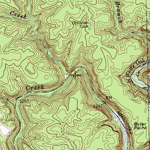 Topographic Map of Mill Seat Creek, TN