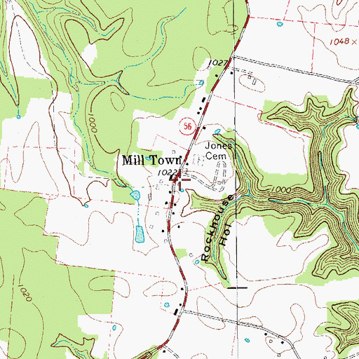 Topographic Map of Mill Town, TN