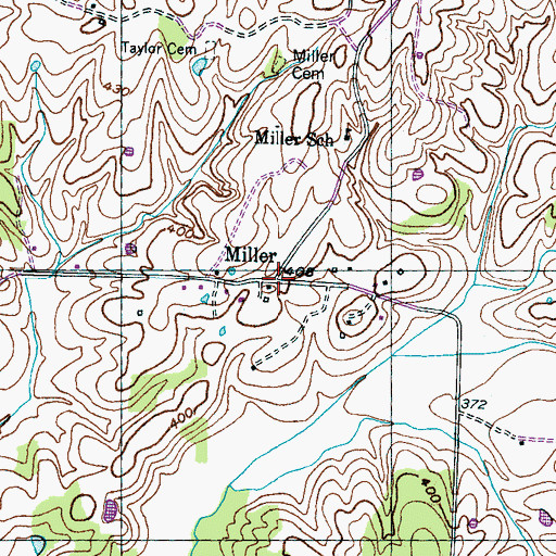 Topographic Map of Miller, TN