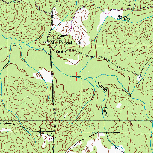 Topographic Map of Miller Branch, TN