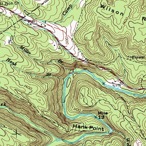 Topographic Map of Miller Branch, TN