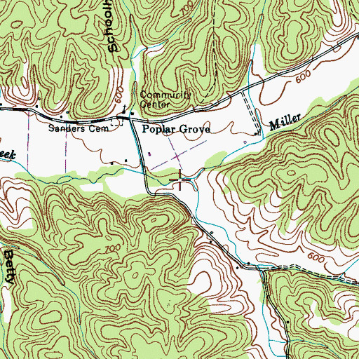 Topographic Map of Miller Branch, TN
