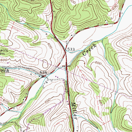 Topographic Map of Miller Branch, TN