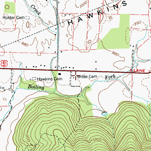Topographic Map of Miller Cemetery, TN