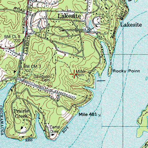 Topographic Map of Miller Cemetery, TN