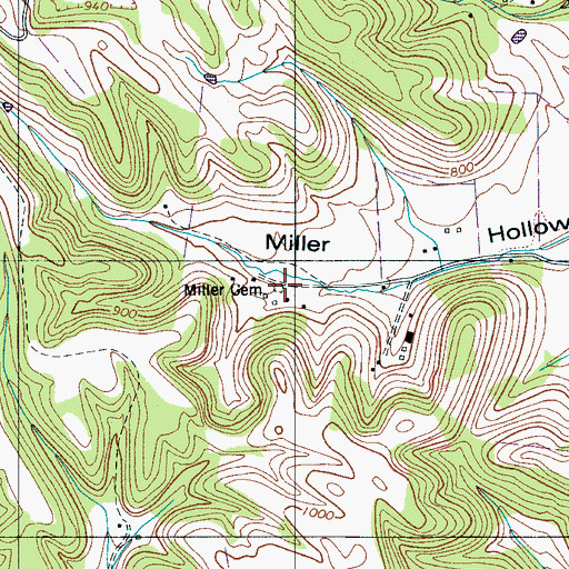 Topographic Map of Miller Cemetery, TN