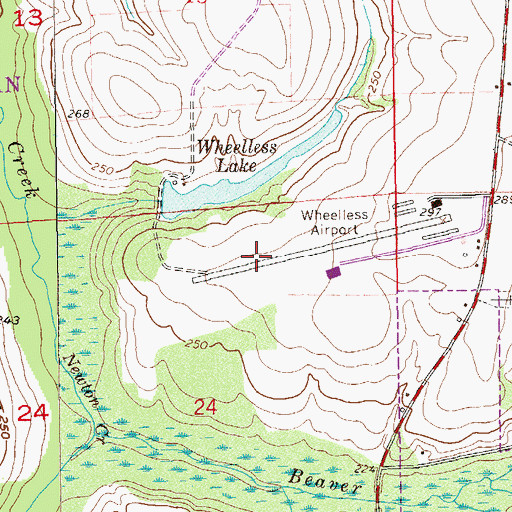 Topographic Map of Wheelless Airport (historical), AL