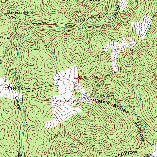 Topographic Map of Miller Cemetery, TN
