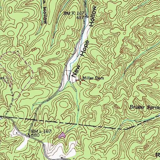 Topographic Map of Miller Cemetery, TN