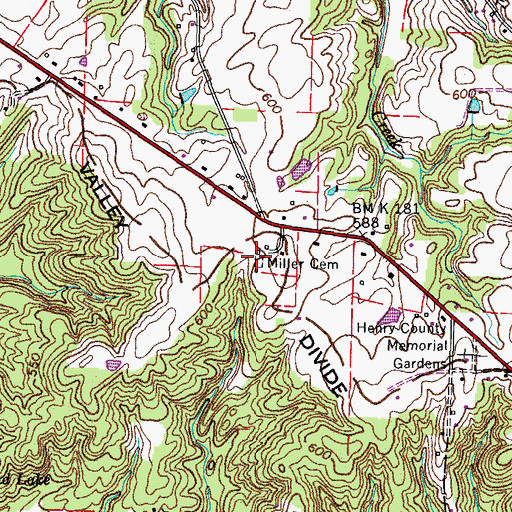 Topographic Map of Miller Cemetery, TN