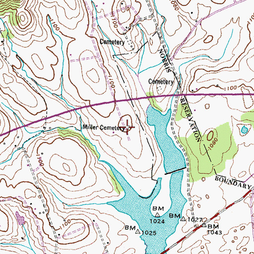Topographic Map of Miller Cemetery, TN