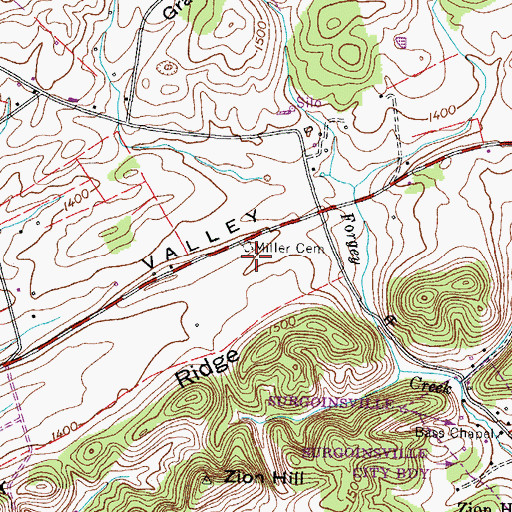 Topographic Map of Miller Cemetery, TN