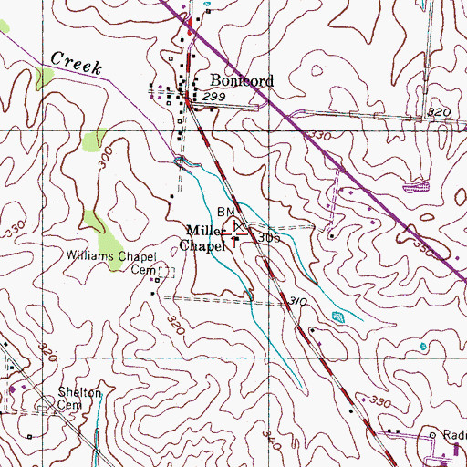Topographic Map of Miller Chapel, TN