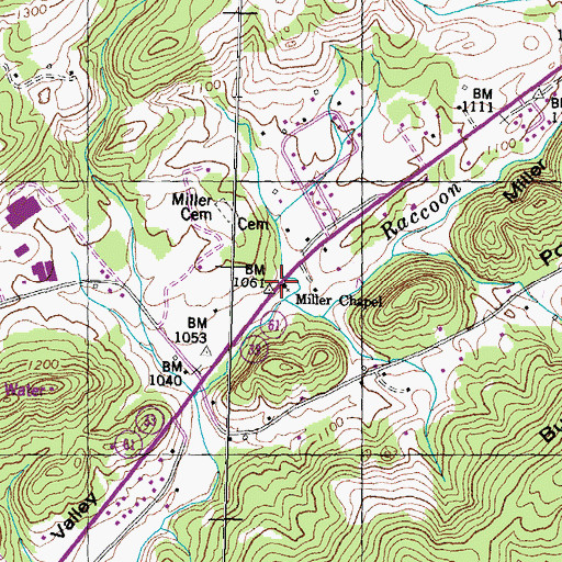 Topographic Map of Miller Chapel, TN