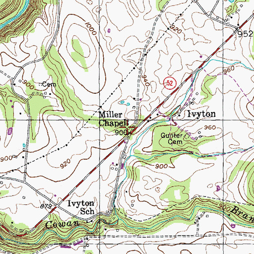 Topographic Map of Miller Chapel, TN