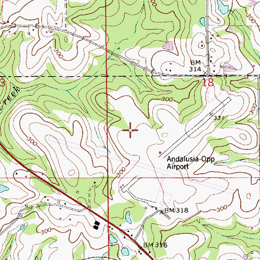 Topographic Map of South Alabama Regional Airport at Bill Benton Field, AL