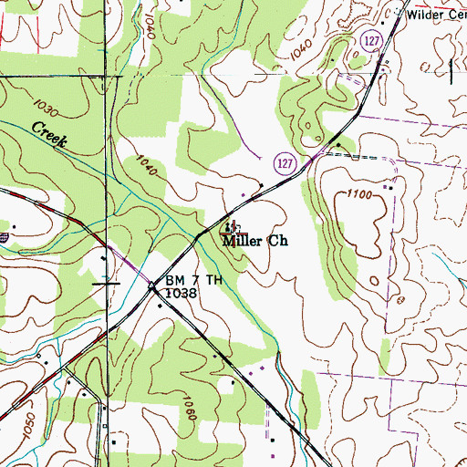Topographic Map of Miller Church, TN