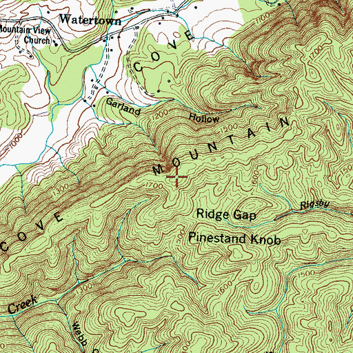 Topographic Map of Miller Cove Mountain, TN