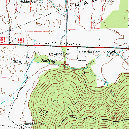 Topographic Map of Miller Creek, TN