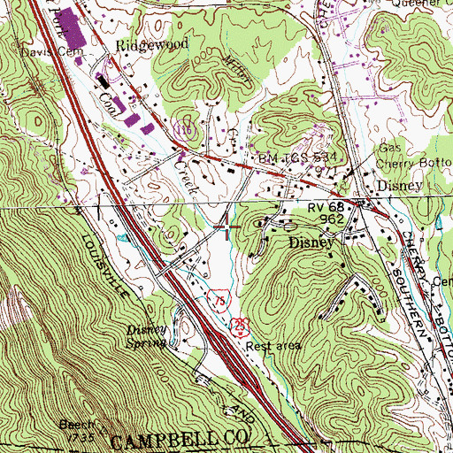 Topographic Map of Miller Creek, TN