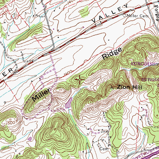 Topographic Map of Miller Ridge, TN