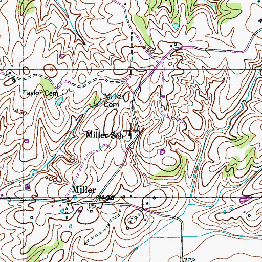 Topographic Map of Miller School, TN