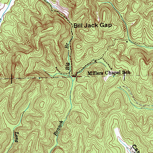 Topographic Map of Millers Chapel School, TN