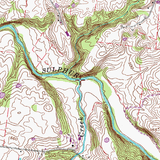 Topographic Map of Millers Creek, TN
